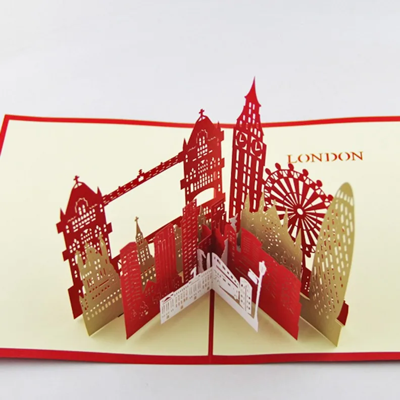 Карта силуэта Лондона/3D карта «kirigami»/Поздравительные открытки ручной работы/Лондонский горизонт 3d всплывающие открытки