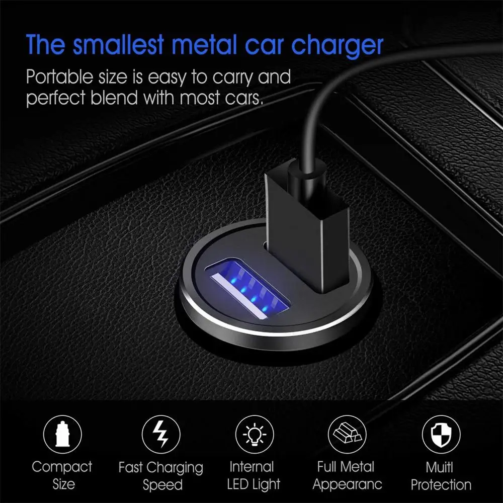 Автомобильное зарядное устройство с мини USB 3 1 А цифровое светодиодное
