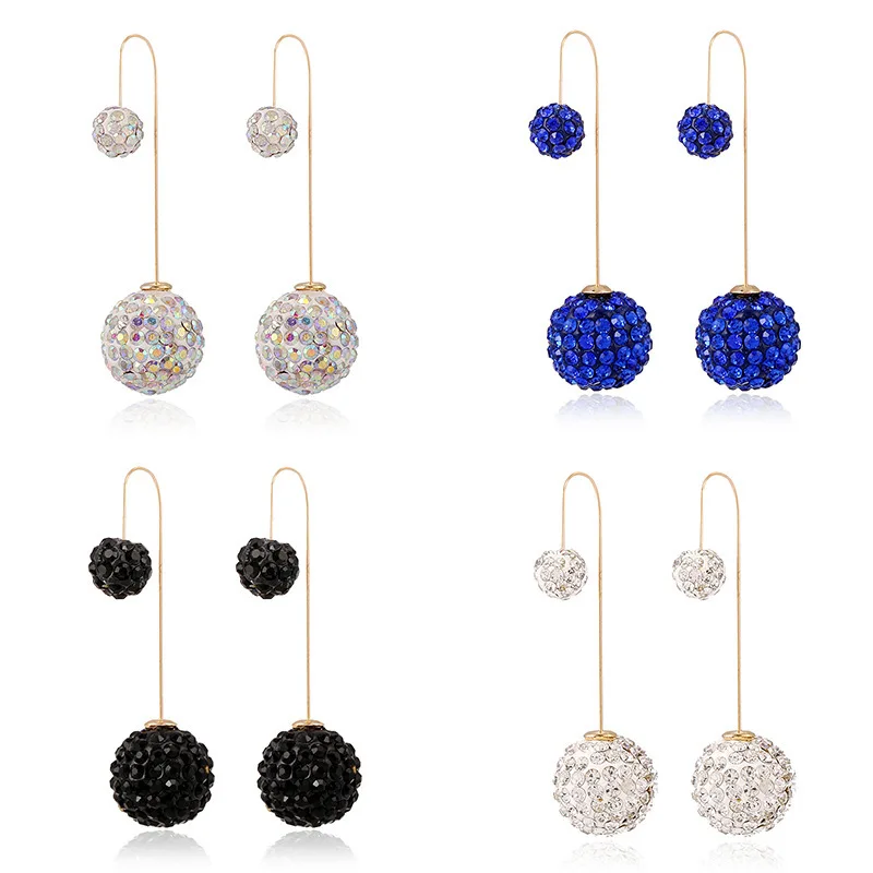 Шамбала серьги с бусинами двойной жемчуг золотые Подвесные серьги-капли