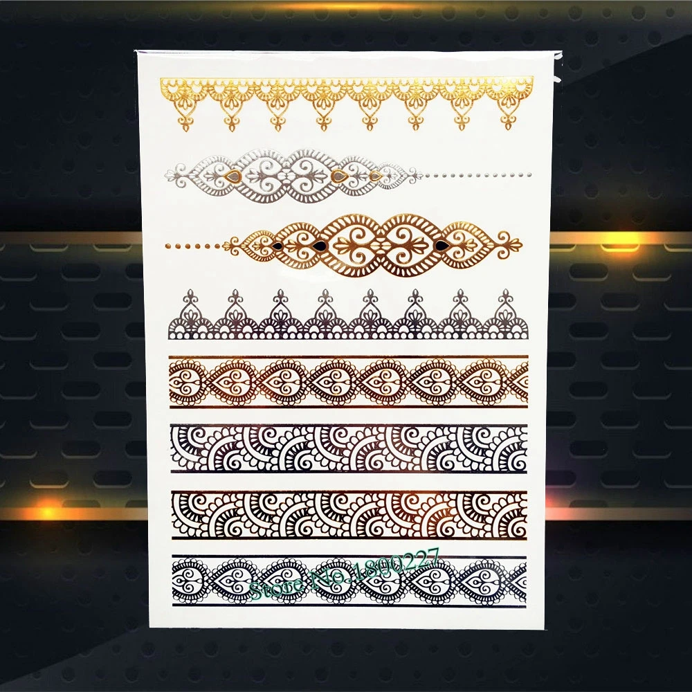 1 шт. золотой браслет в виде ракушки татуировка чокер временные наклейки PYS 17