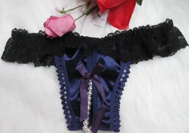 5pcs/set G-String Women Underwear T back Thongs Panty Women's Sexy Lace Open Crotch Pearls Panties WNK03 |