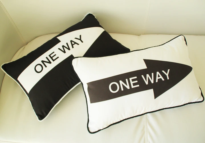 Односторонний чехол для подушки дорожный знак черный и белый мягкий наволочка