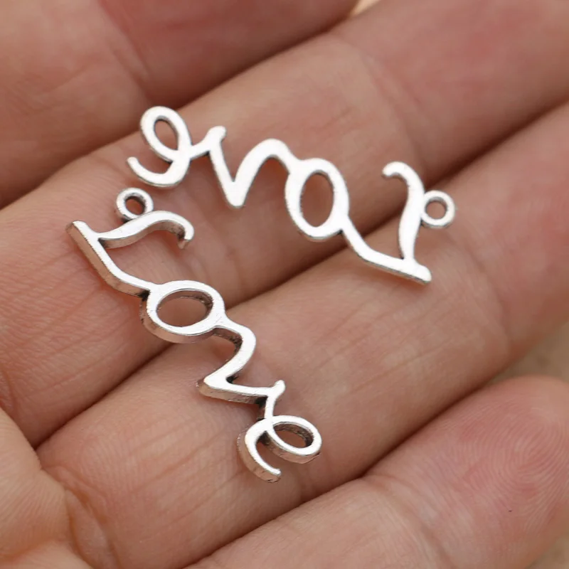 Love Hollow Word Charm подвеска подходит для браслета ожерелье тибетское посеребренное