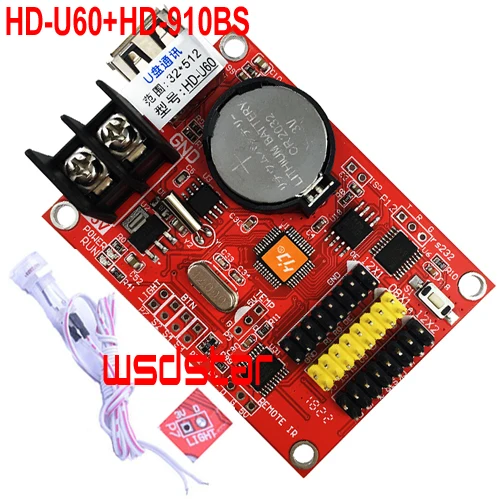 HD U60 + 910BS датчик яркости 1 * HUB08 & 2 HUB12 512*32 1024*16 USB Одиночная и двухцветсветодиодный