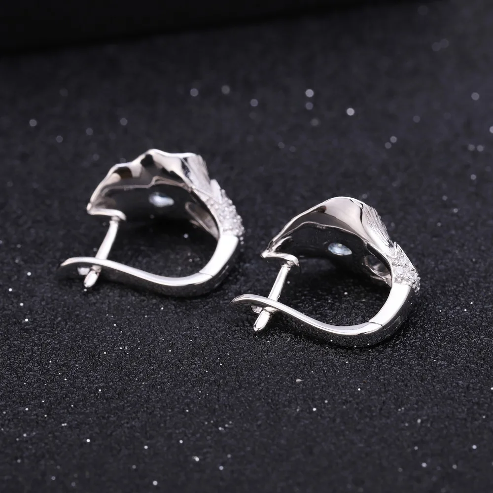 Балетные наборы для женщин, 3.02Ct, натуральный Швейцарский Голубой Топаз, 925 пробы, серебро, ручная работа, Калла, лилия, кольцо, серьги, ювелирные наборы для женщин, вечерние