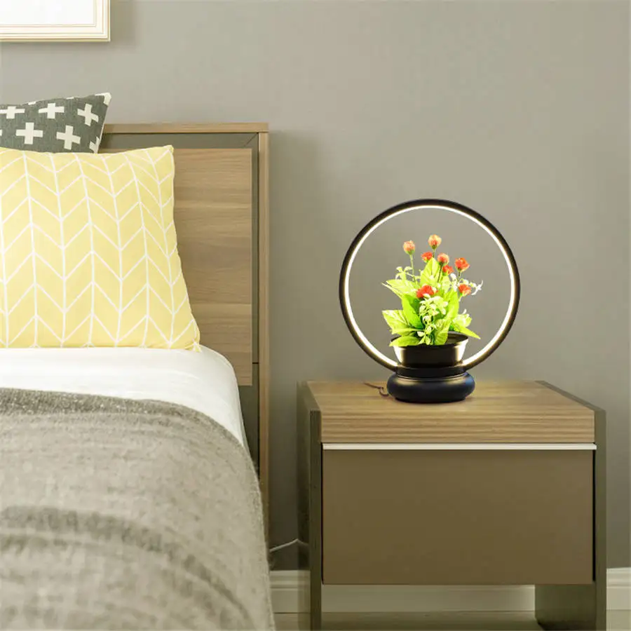 nordic teenage Artificial flower led table lamp for living room cafe romantic home deco bedroom modern creative light | Лампы и