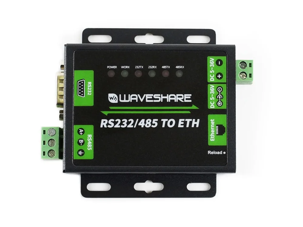 Waveshare промышленный конвертер RS232/RS485 в Ethernet с двумя ...
