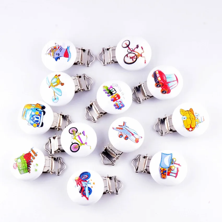 5 шт. зажимы для соски смешанные узоры деревянные металлические держатели