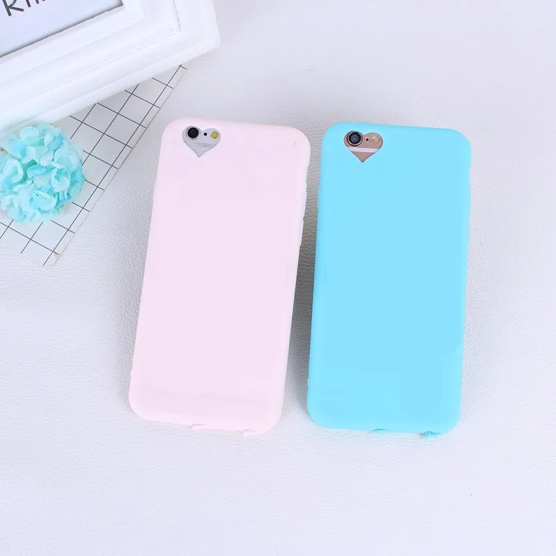 Case For iPhone 6 6S 7 8 Plus Back Cover Heart Pink Candy Colors TPU Soft Protector Phone Iphone 5S Shell |