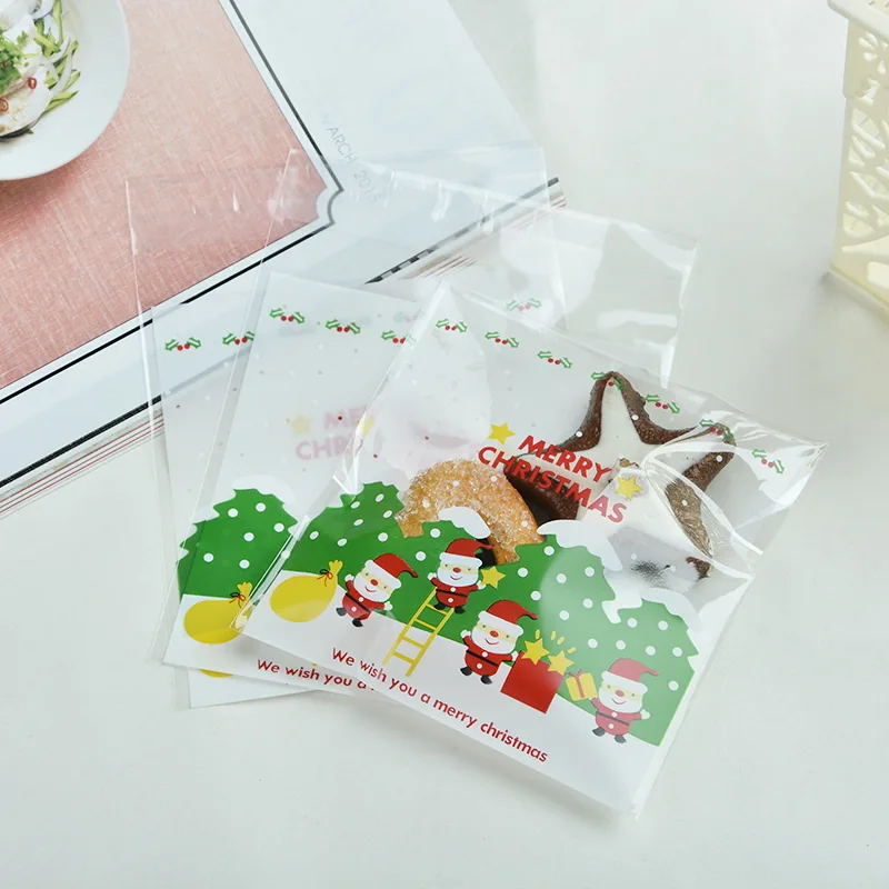 Father Christmas Pattern Self-Adhesive Gift Wrapping Bags Plastic Candy Packaging Clear Opp Pouch Merry Party Supplies | Дом и сад