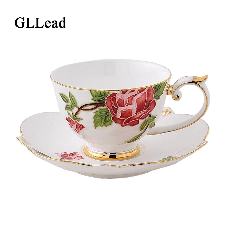 Кофейная чашка и блюдце из костяного фарфора GLLead в европейском стиле для дома