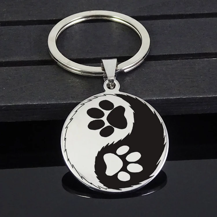 

Latest High Quality Stainless Steel Jewelry Yin Yang Dog Paw Decorative Border Keychain Drop Shipping Accepted YP6691