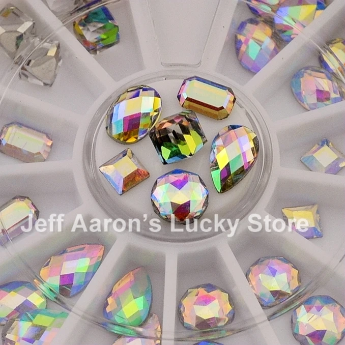 6 колес 3D дизайн ногтей блестящие стразы колесико инструменты Белый AB