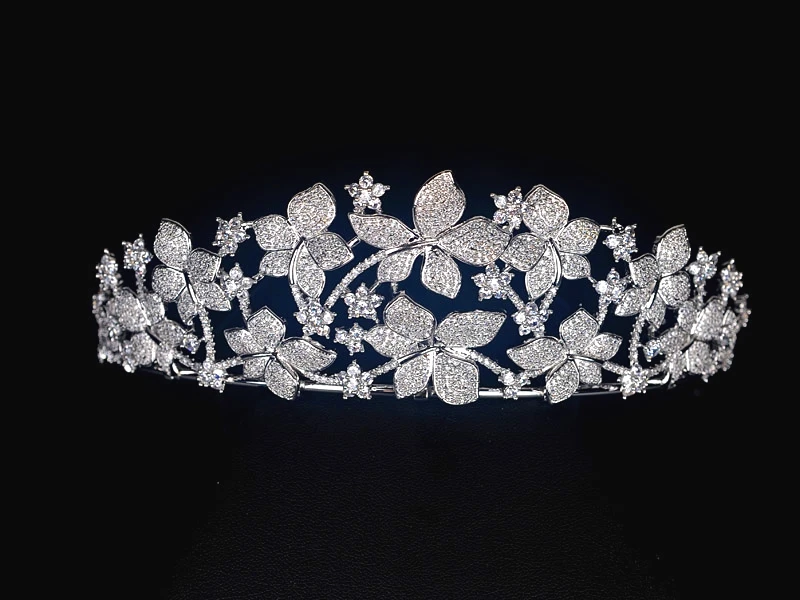 Be 8 Shiny Flower Shape AAA Cubic Zirconia Tiara and Crowns Wedding Hair Jewelry for Women&ampGirls Accessories H104 | Украшения и