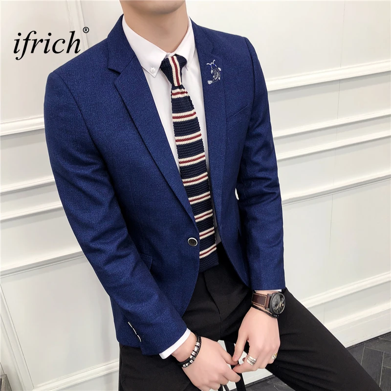 Брендовый Мужской Блейзер IFRICH повседневные приталенные блейзеры мужская мода