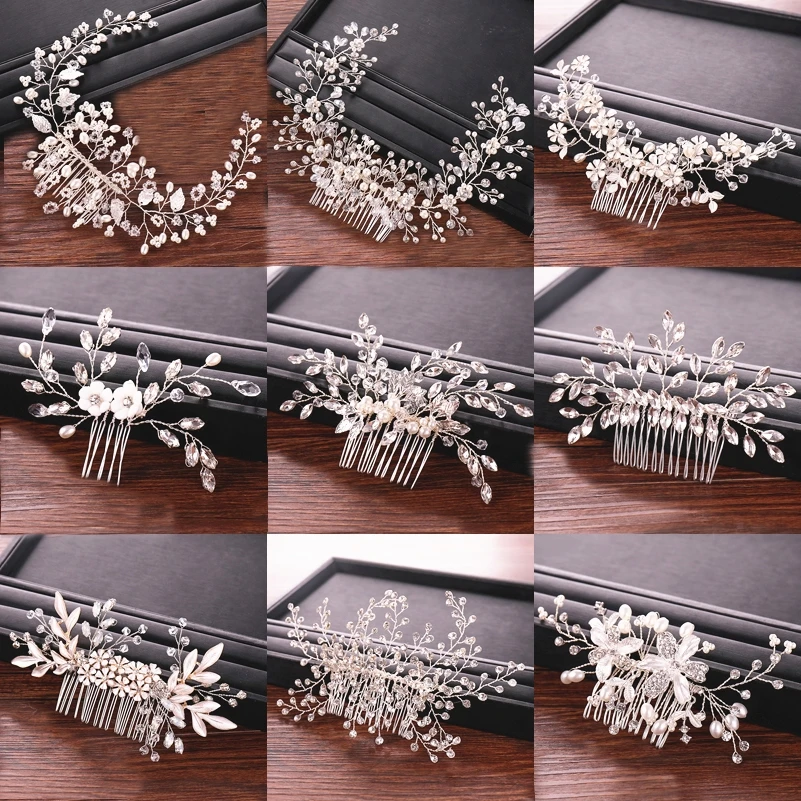 

Wedding Rhinestone Pearl Hair Combs Bridal Hair Accessories Wedding Jewelry Bride Hair Combs Women Head Ornaments tocado novia