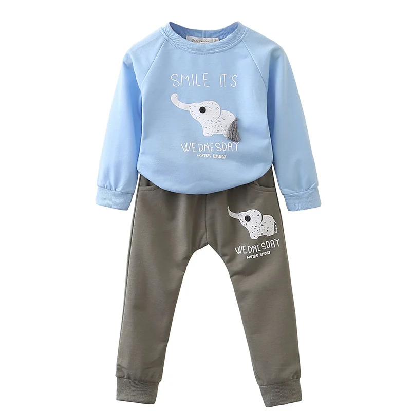 Sky Blue al060 Bear Leader/Детский комплект, весенние модные стильные комплекты для малышей с героями мультфильмов, рубашка с длинными рукавами+ джинсовые штаны, комплект из 2 предметов, одежда для мальчиков, детская одежда для 1-4 лет - Цвет: Sky Blue al060