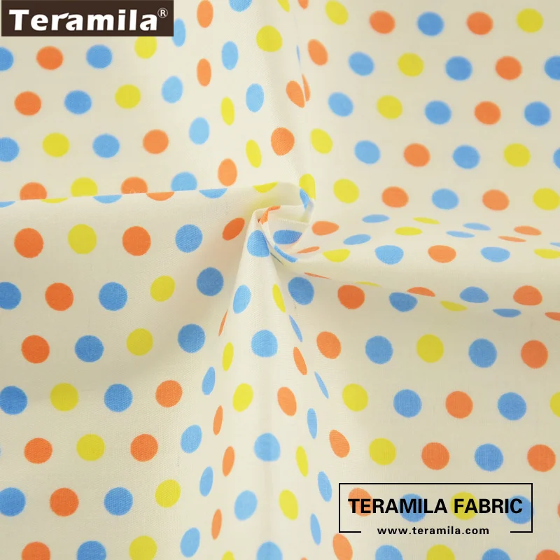 Teramila Cotton Fabric Printed Colorful Dots Designs Tissue Material DIY Quilting Patchwork Pillow Baby Cloth Dress Decoration|design material|cotton