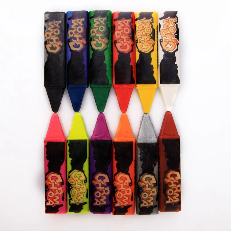 12 Color Face Body Painting Pencil Acrylic Paint Water-Based Hand-Painted Skin Painted Crayons Halloween Pens Ch | Канцтовары для