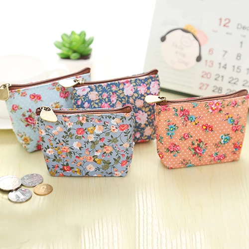 Women Flower Printed Wallet Card Holder Coin Purse Portable Mini Zipper Bag | Багаж и сумки