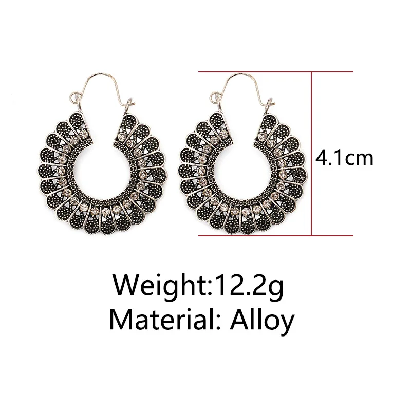 Открытые круглые Цветочные винтажные посеребренные золотистые черные