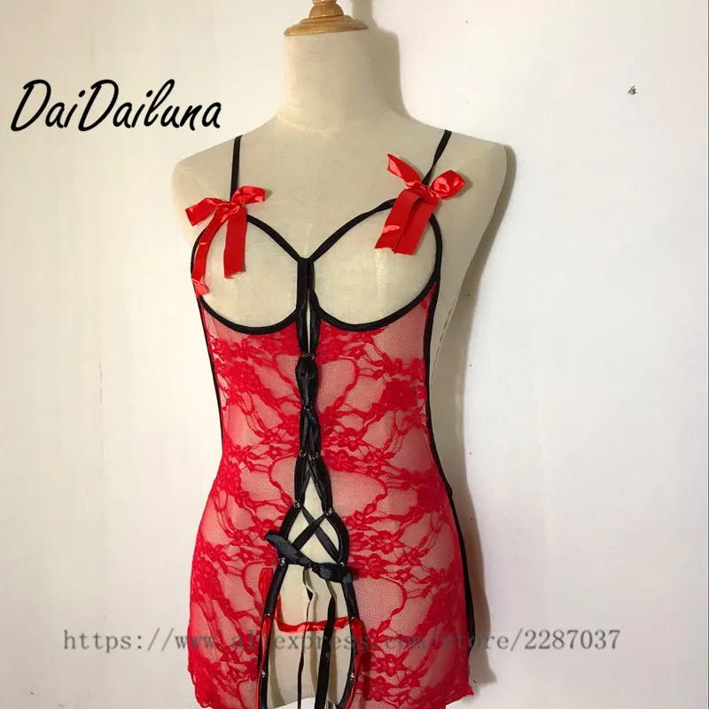 2017 Новое поступление сексуальное женское белье костюм красный бант Открытая