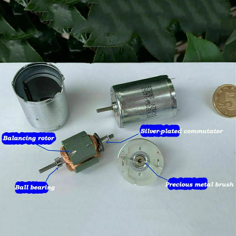 DC 3V 6V 9V 12V 4700RPM Мини металлическая щетка Бесшумная 24mm круглая микро RF-370SA-14360