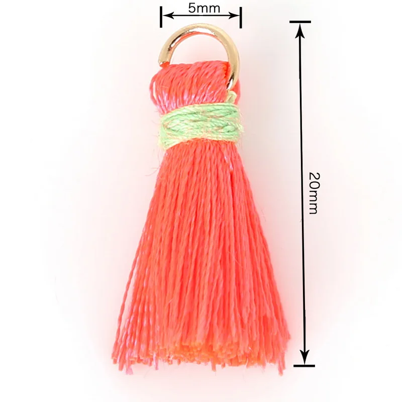 Neon Pink Новая мода 100 шт 20 мм шелк мини кисточкой амулеты Золотое кольцо серьги кисточки кулон DIY ручной работы ювелирных изделий Аксессуары - Цвет: Neon Pink