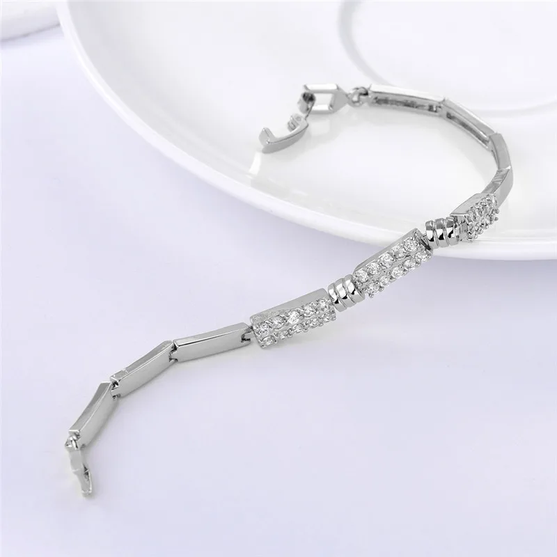 BUDONG 18cm Fashion Women Bracelet Vintage Bracelets for Silver/Gold Color Cubic Zirconia Bangle XUL019 | Украшения и аксессуары