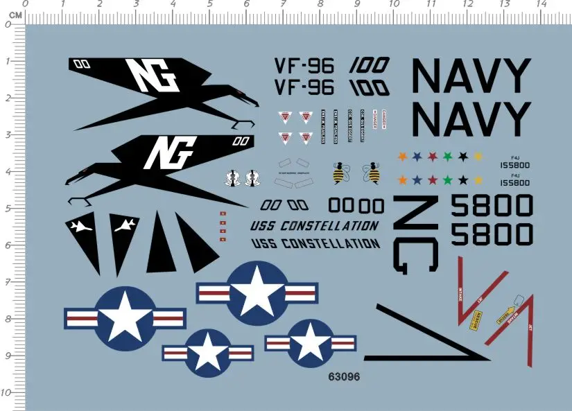 Подробное описание 1: 72 весы USAF F-4J Phantom II VF-96 модель истребителя водная слайдер наклейка