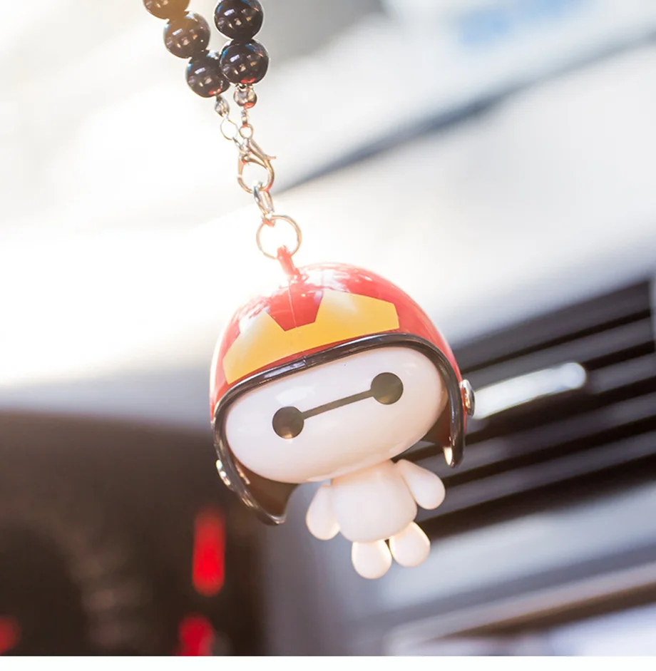 Автомобиль кулон милый шлем робот Baymax куклы висячие украшения автомобили Зеркало заднего вида подвеска украшения аксессуары Подарки