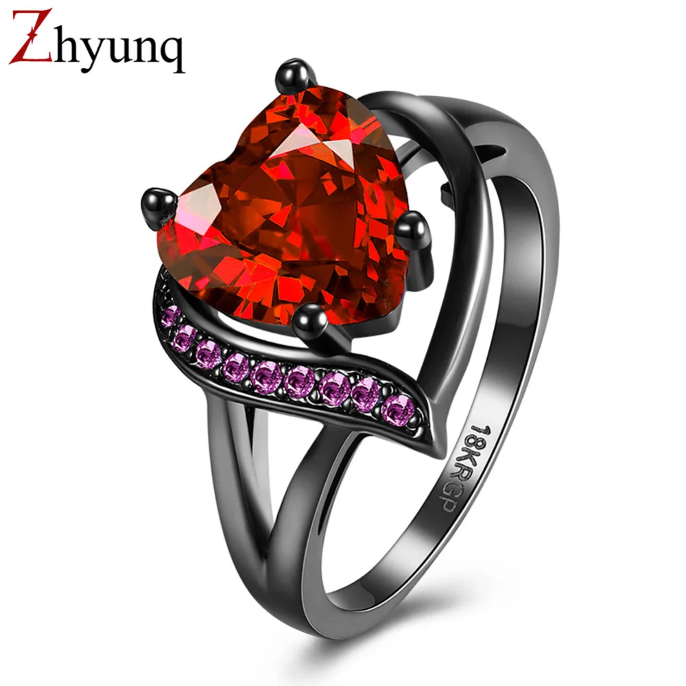 Романтические Девушки Большое Сердце Кольцо Красный Австрийский хрусталь
