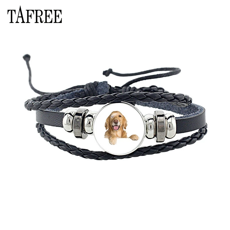 TAFREE Fashion Braided Multilayer Leather Bracelet Lovely Dog Picture Handmade Rope Wrap Bracelets &amp Bangles Jewelry E771 | Украшения и