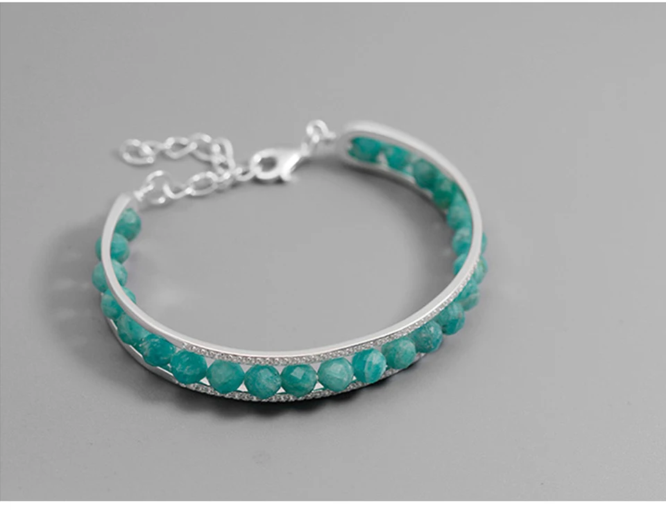 Lotus Fun реальные 925 пробы серебро Природа Камень Браслет Fine Jewelry Регулируемый Винтаж простой драгоценный браслет для Для женщин
