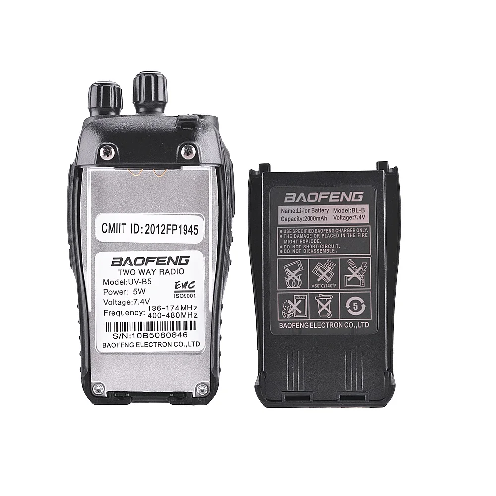Baofeng UV-B5 двухсторонняя радиостанция укв 5 Вт 99CH Ham Радио FM передатчик портативная рация B5 трансивер