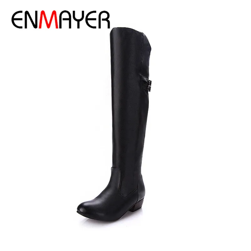 ENMAYER 2020 Hot Women Boots Winter Ladies Fashion Flat Bottom Shoes Over The Knee Thigh High Ship On Long CY047|Ботфорты| |