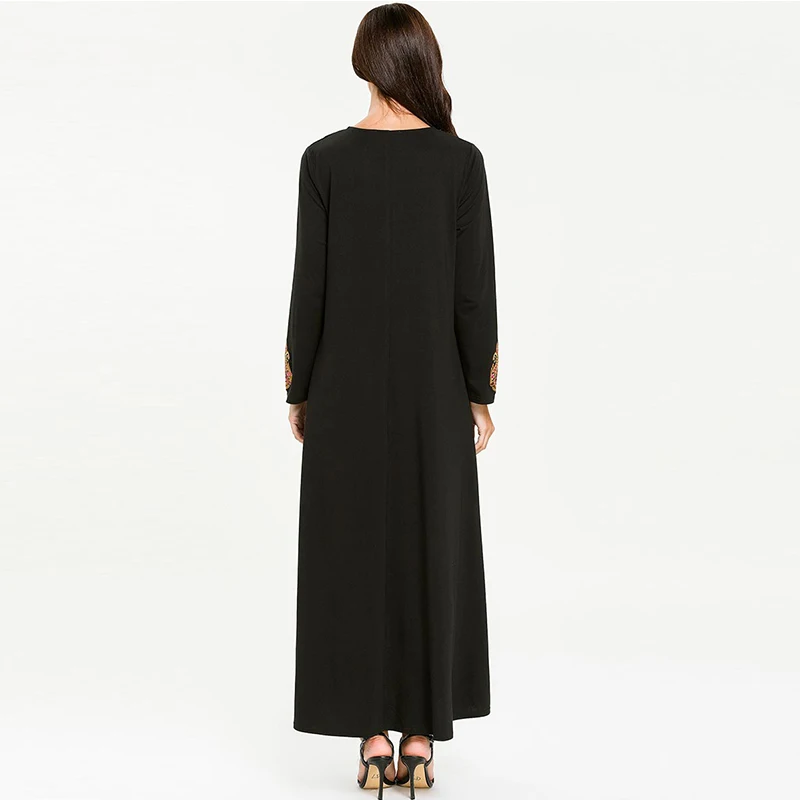 Женское мусульманское платье с цветочной вышивкой Abaya элегантное платье-Кафтан в