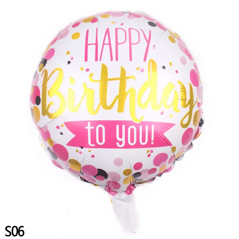 S06 18 дюймов Globos фольгированные шары «С Днем Рождения» детский душ надувные игрушки баллон из гелий круглый воздушный шар для детской вечеринки - Цвет: S06