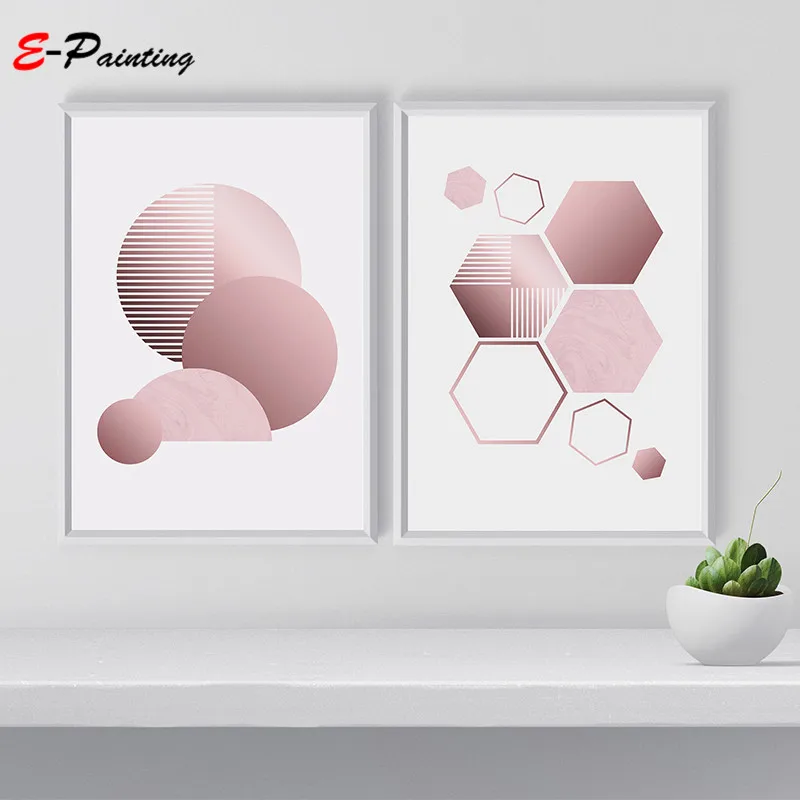 Nordic Pink Line Geometry Abstract Art Poster Canvas Painting Modern Minimalist Wall Picture For Living Room Home Decor