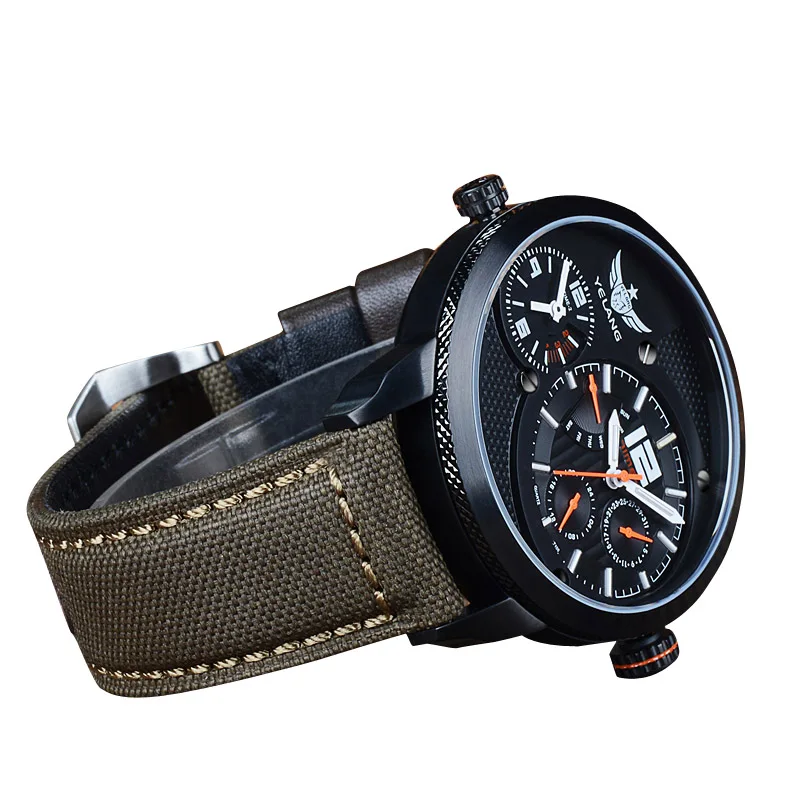 Часы мужчины большой циферблат Нескольких Часовых поясов газообразного трития