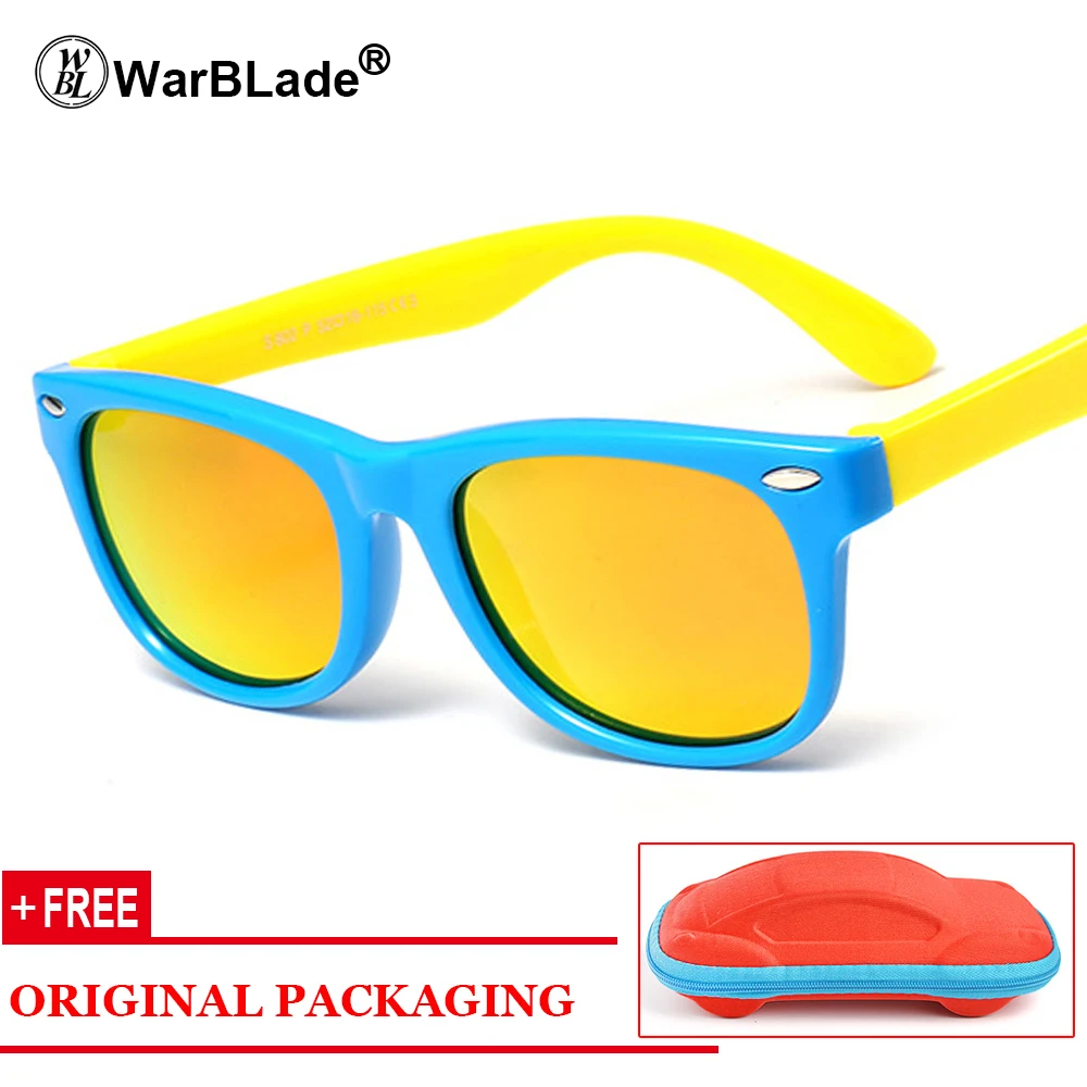 blue red lens WarBLade Дети Мальчики TR90 Небьющийся поляризованных солнцезащитных очков детей штанишки для девочек с покрытием Polaroid Солнцезащитные очки Спортивные UV400 зеркало - Цвет линз: blue red lens