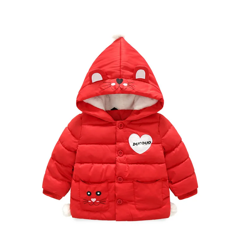 BibiCola Girls Jacket Kids Winter Cartoon Lovely Thick Warm Coat Children Cotton Fashion Hooded Parkas Outerwear Clothing |
