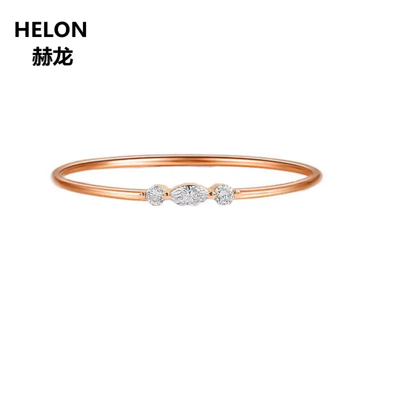 Solid 10k Rose Gold Certifed Diamonds Engagement Ring for Women Marquise Cut Natural Wedding Band Office Career Style | Украшения и