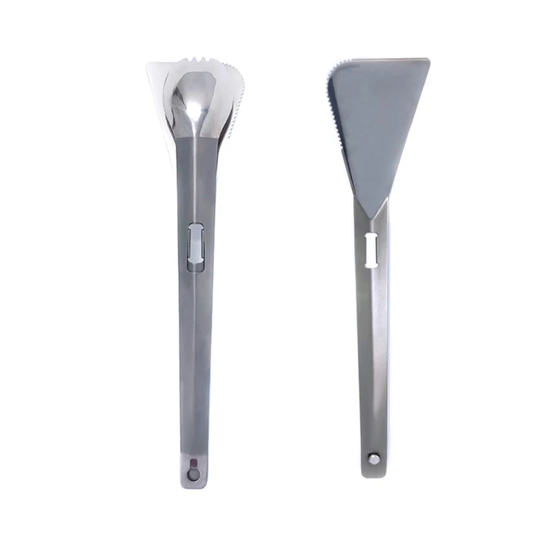 3 в 1 щипцы шпатель Spork Нержавеющая Сталь Мульти посуда для кемпинга лопатка для барбекю клип уличная Посуда Прямая