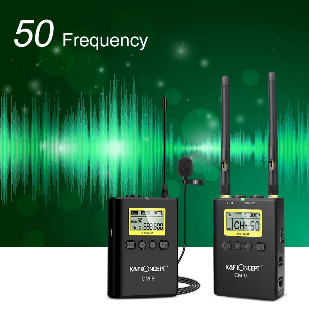 K& F концепция CM-9 Профессиональный UHF беспроводной микрофон системы приемник+ передатчик для Nikon Canon sony камера видеокамера Микрофон
