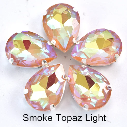 Smoked Topaz Light 13x18 мм 20 шт. Teardrop свет Красочные стекло пришить стразы с коготь падение кристалл для нашивки коготь стразы для одежды B3772 - Цвет: Smoked Topaz Light
