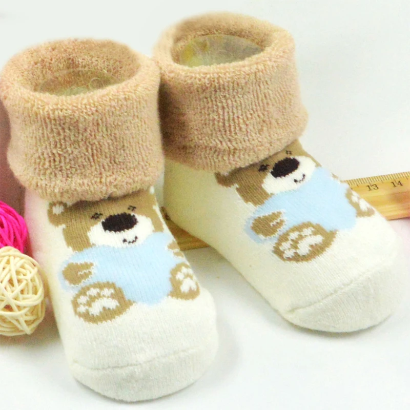 

Hot Sale High Quality pair Infant Newborn Socks Winter 100% Cotton Sock Baby Non-slip Cute bear pattern Socks Suitable 3M-3 Year