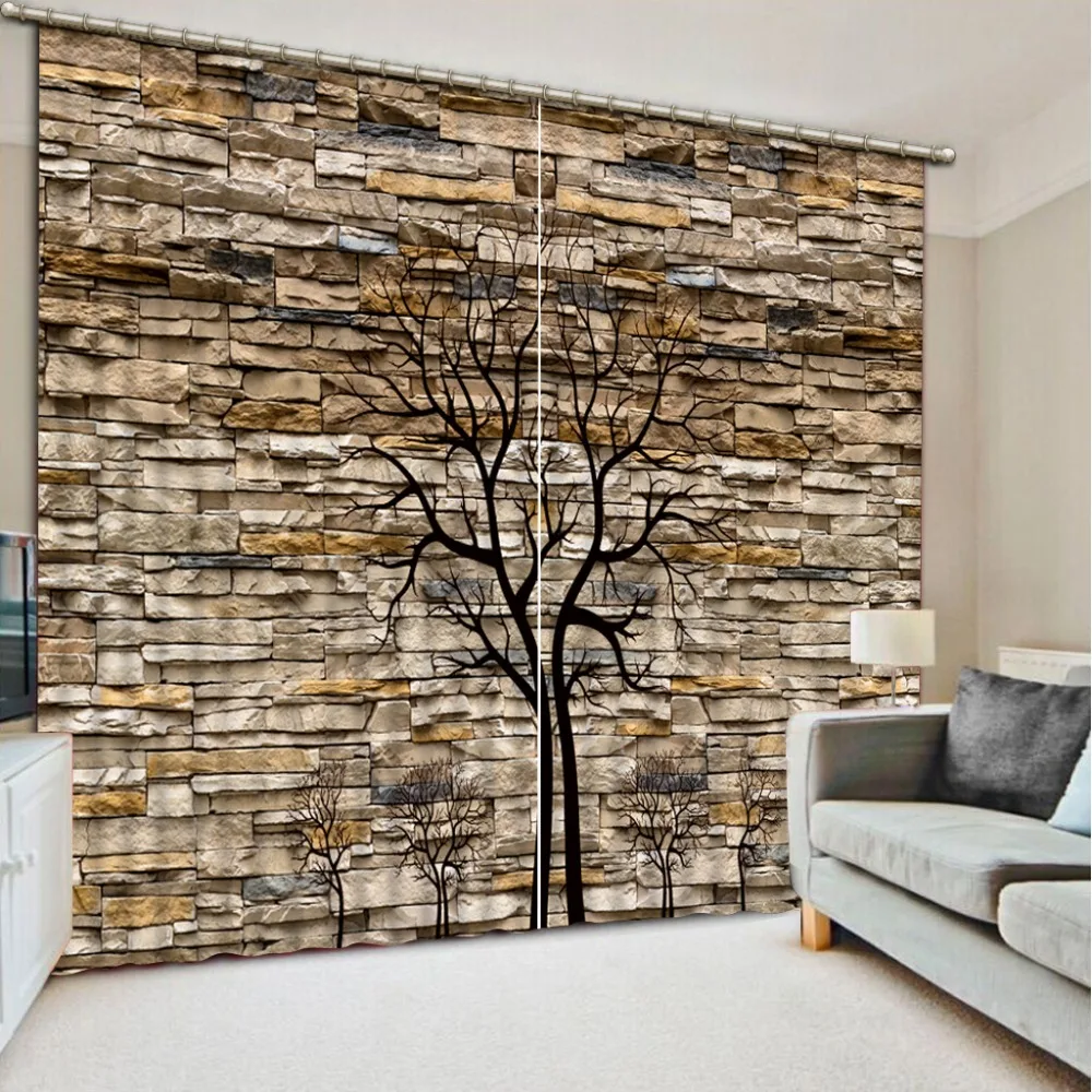 

customize HD 3d curtains Stone wall curtains for bedroom living room study Children's room Window decoration home curtains