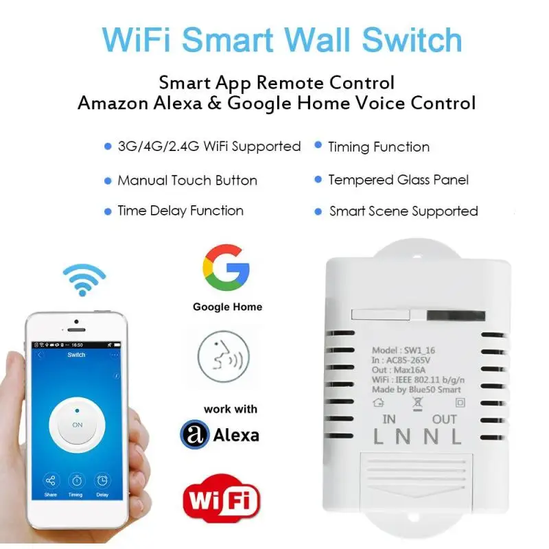 WiFi Умный домашний переключатель работает с Amazon Alexa Google Home Синхронизация Смарт-сцены 16A 3520 Вт приложение дистанционное управление DS35 2шт