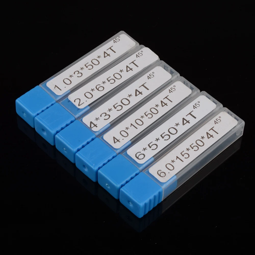 Концевая фреза HRC45 с четырьмя канавками резцы для фрезы из карбида ЧПУ 1-6 мм 6 шт. |